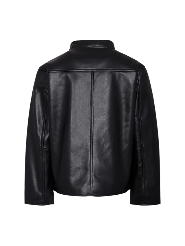 Diesel giubbino biker in ecopelle con logo nero
