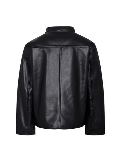 Diesel giubbino biker in ecopelle con logo nero