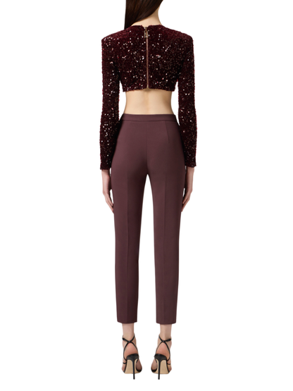 Elisabetta Franchi pantaloni slim in crepe borgogna