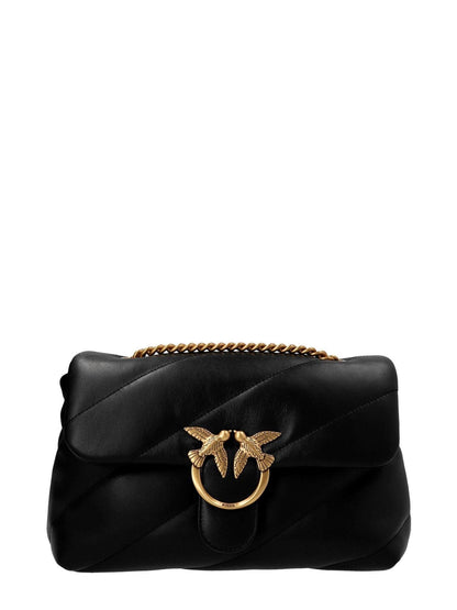 Pinko borsa Love Bag Puff Classic in pelle trapuntata nero oro